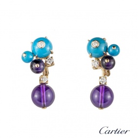 Cartier 18k Rose Gold Multi Gemstone Les Delices Earrings Cartier 18k Rose Gold Multi Gemstone Les Delices Earrings